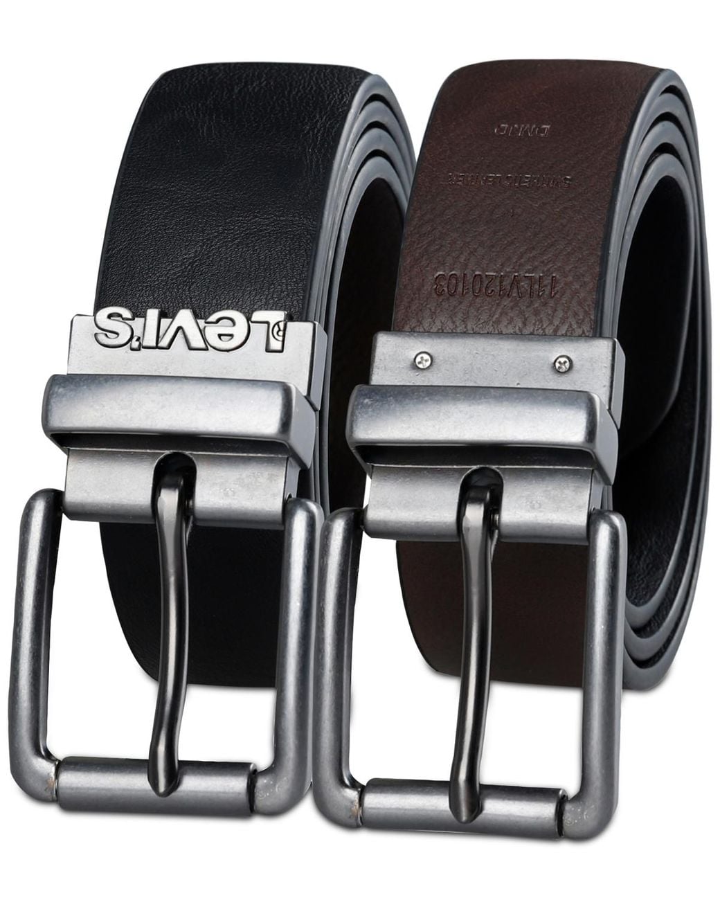 Levi's Logo Buckle Stretch Reversible Leather Belt in Black for Men | Lyst