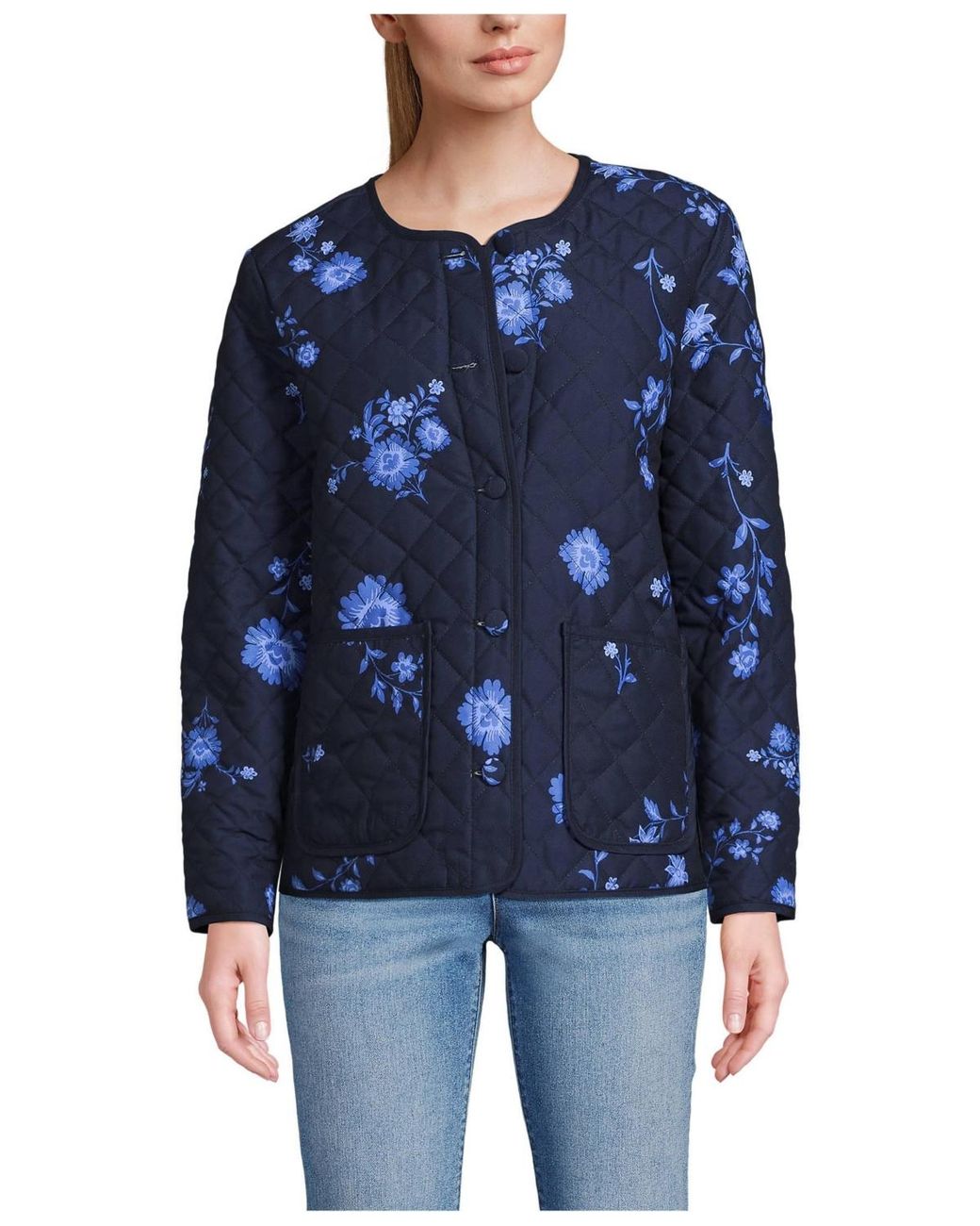Lands' End Blue Quilted Reversible Jacket