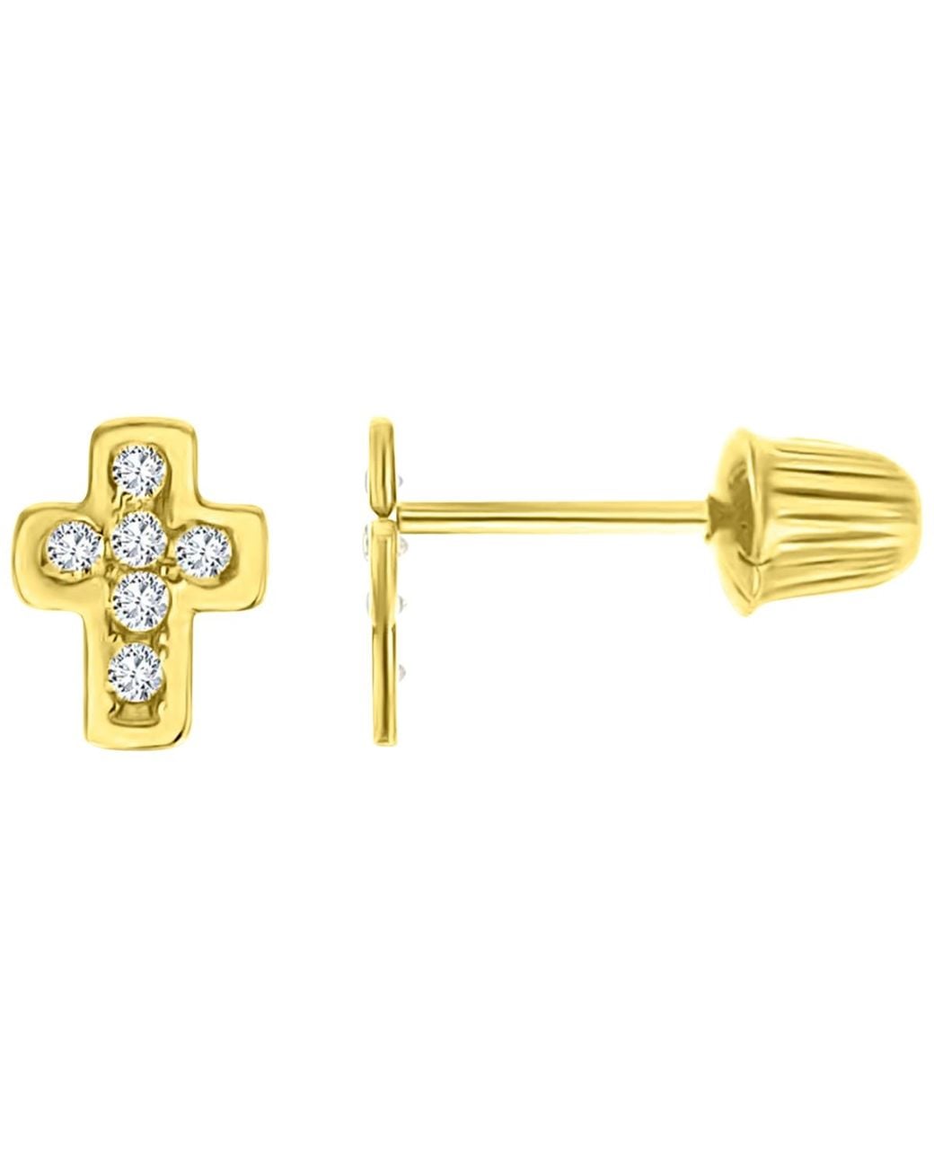 Macy's Metallic Micropave Cross Stud Earrings