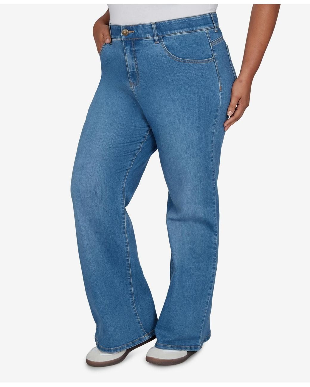 Ruby Rd Blue Plus Size Flare Mid-rise Jeans