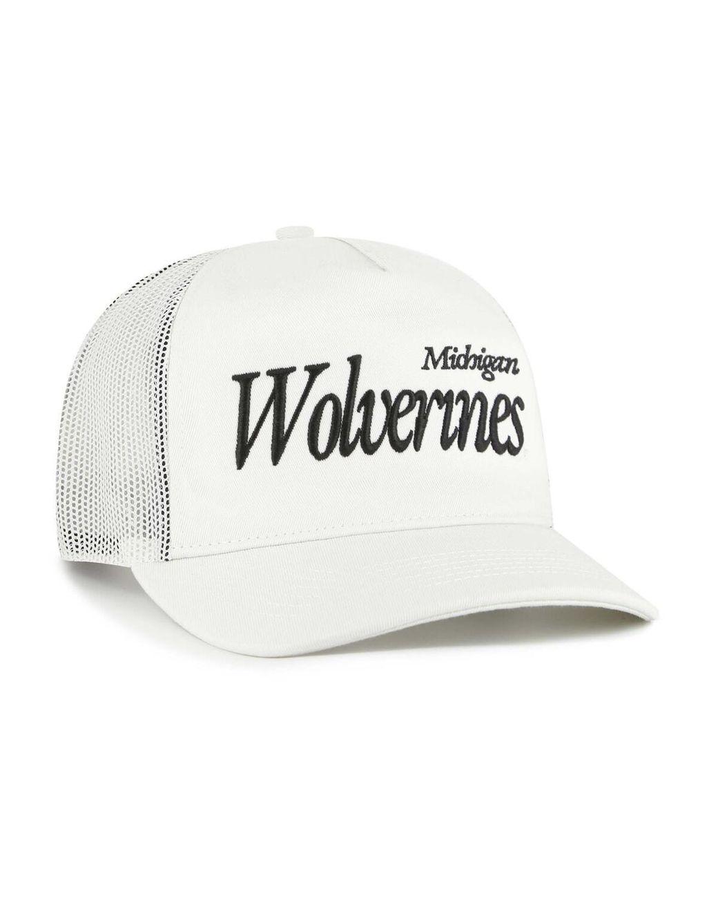 '47 White And Michigan Wolverines Foundation Script Adjustable Trucker Hat