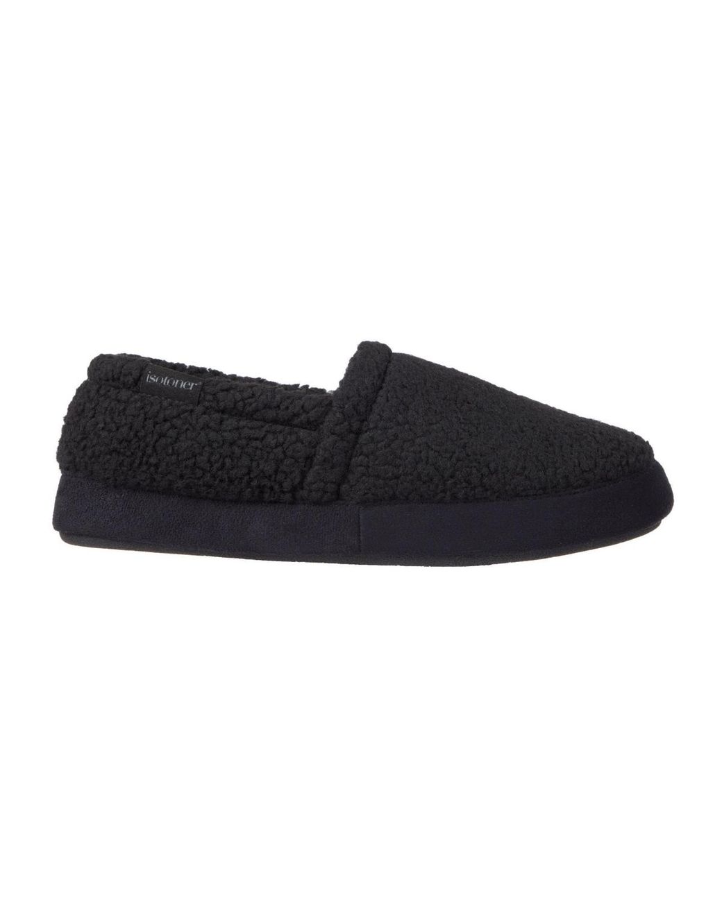 Isotoner Black Berber Closed Back Slippers for men