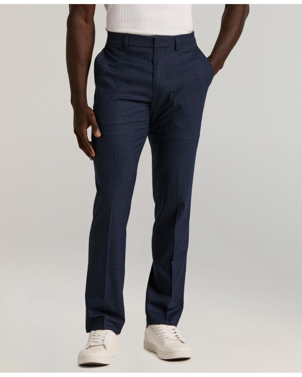 Perry Ellis Slim-fit Gripper Waist Dress Pants in Blue for Men | Lyst