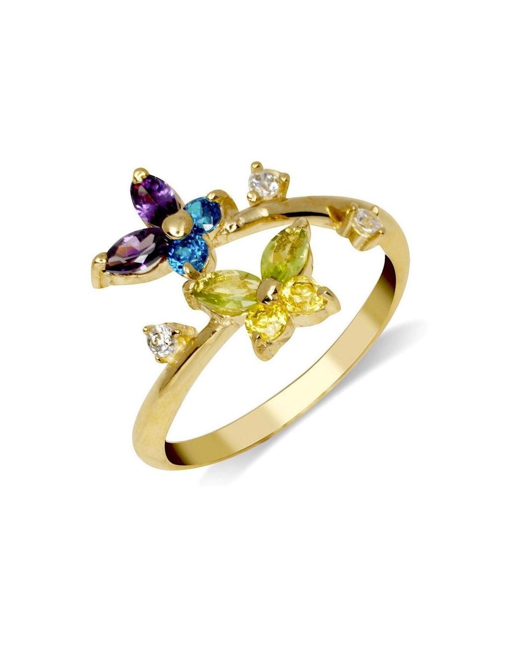 Curata Jewelry Solid 10k Gold Colorful Cubic Zirconia Butterfly Toe ...