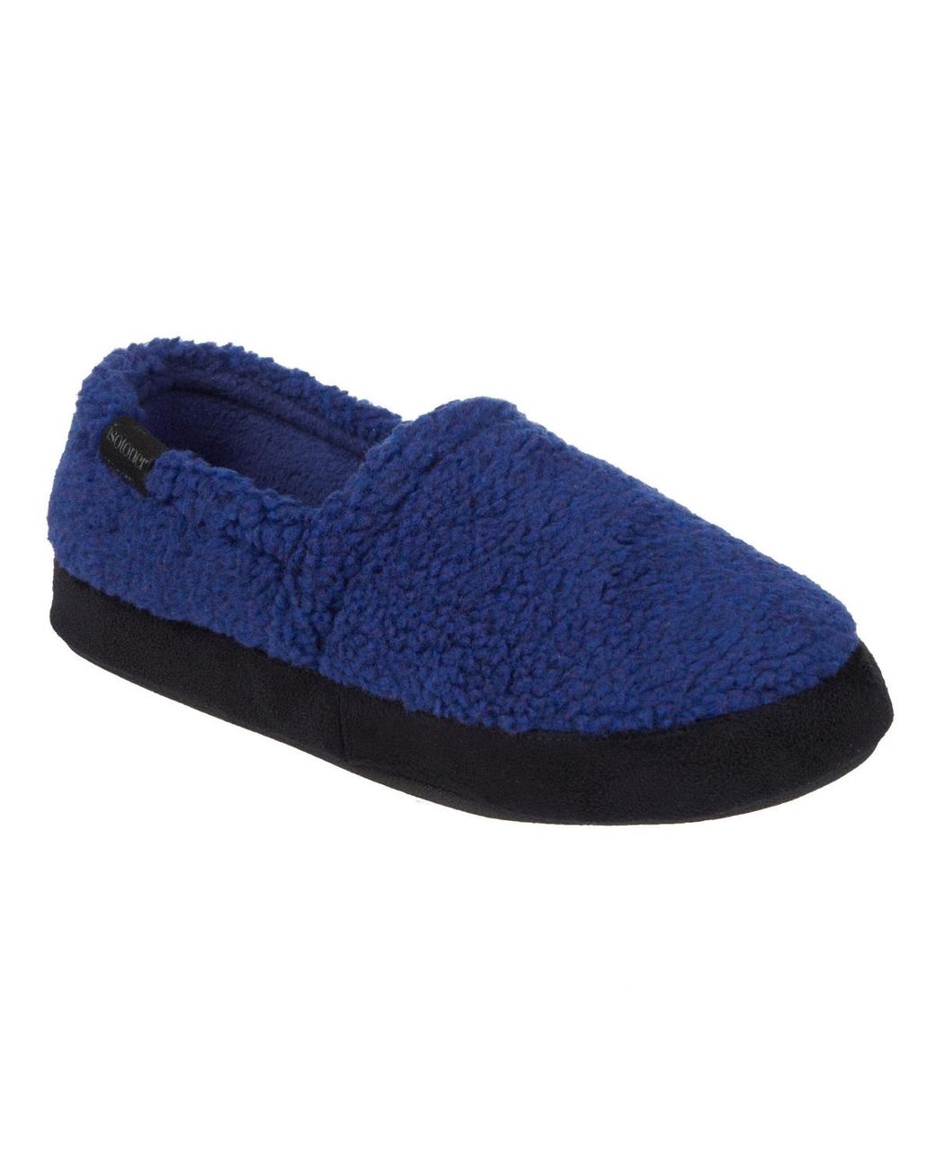 Isotoner Blue Berber Closed Back Slippers for men