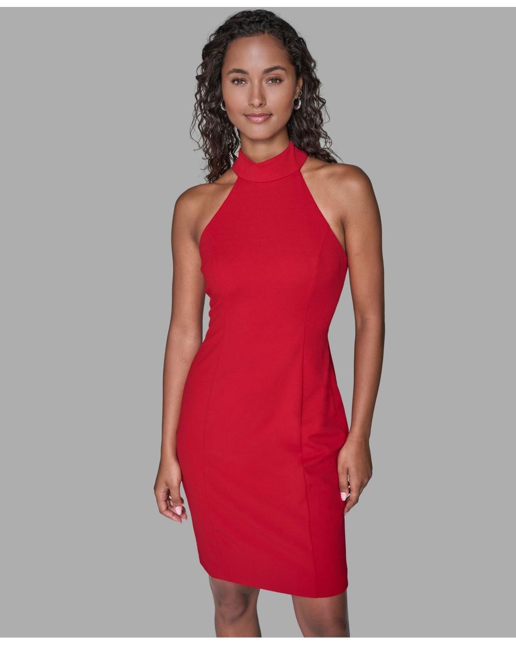 open lace back dress Karl Lagerfeld Red Silk Blend Mini Dress – Moore Vintage Archive main image 0