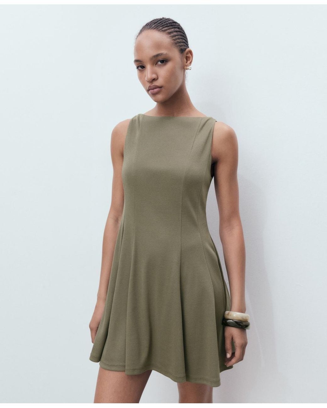 Mango Natural Short Flared Dress