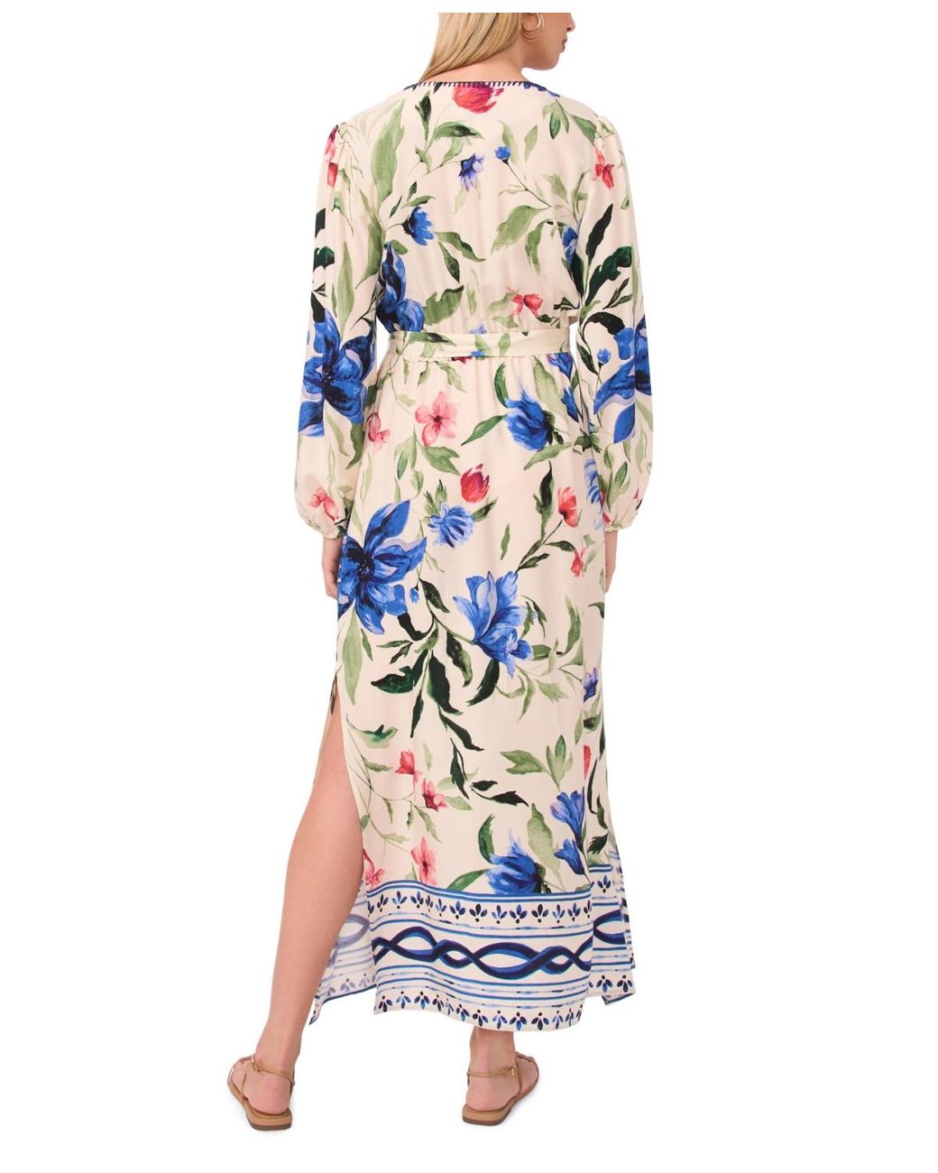 Vince Camuto V-neck Long-sleeve Maxi Dress in Blue | Lyst