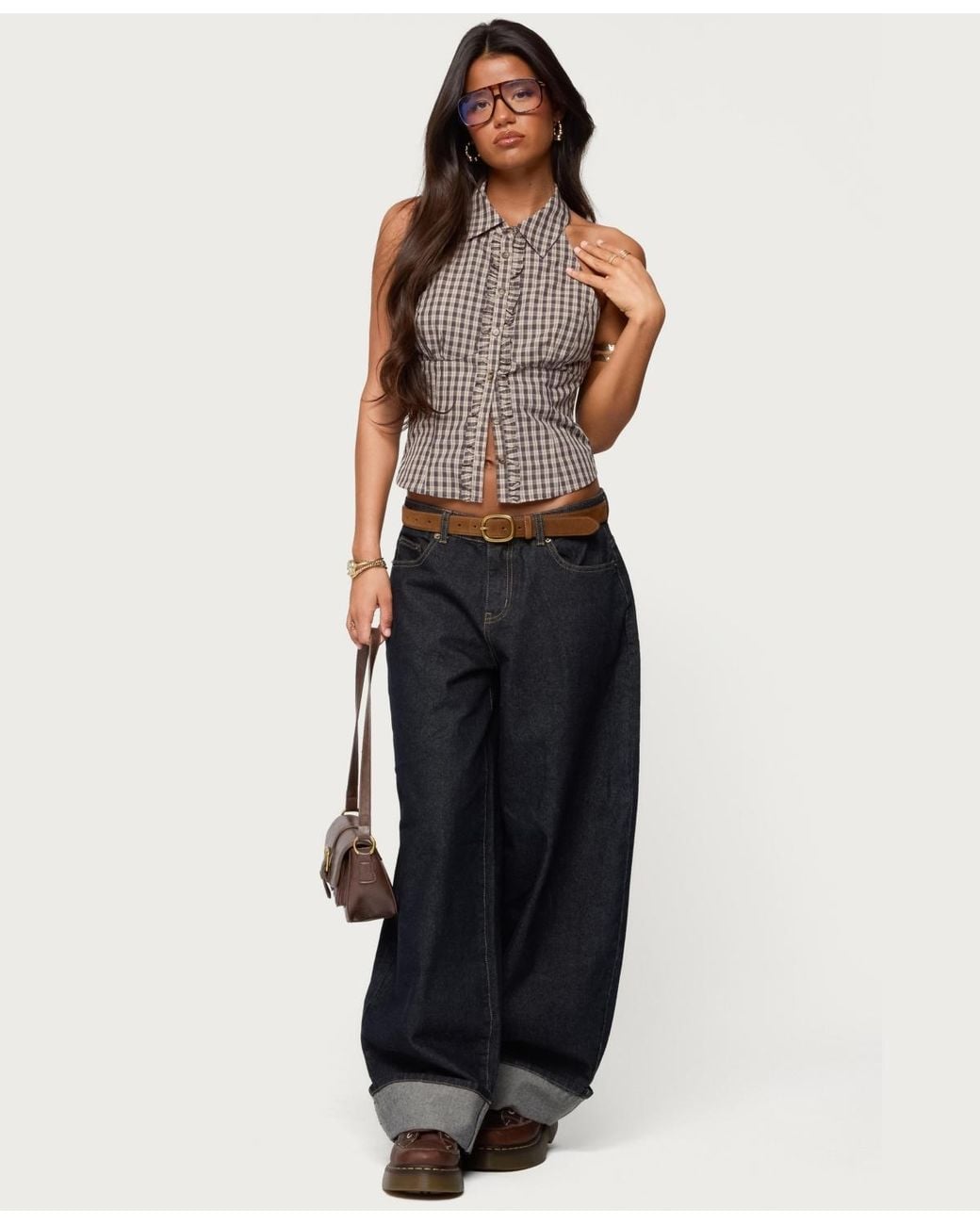 Edikted Black Kella Low Rise baggy Jeans