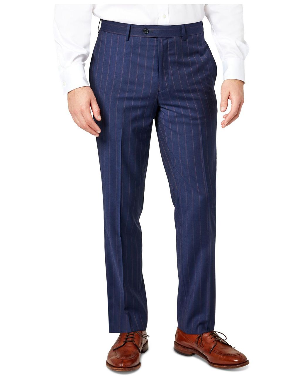 Tallia Slim-fit Berry Stripe Wool Suit Pants in Blue for Men | Lyst