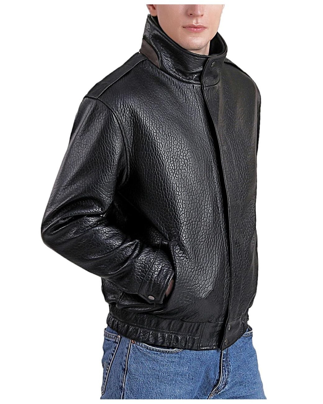 BGSD Black Men Brandon Leather Bomber Jacket for men