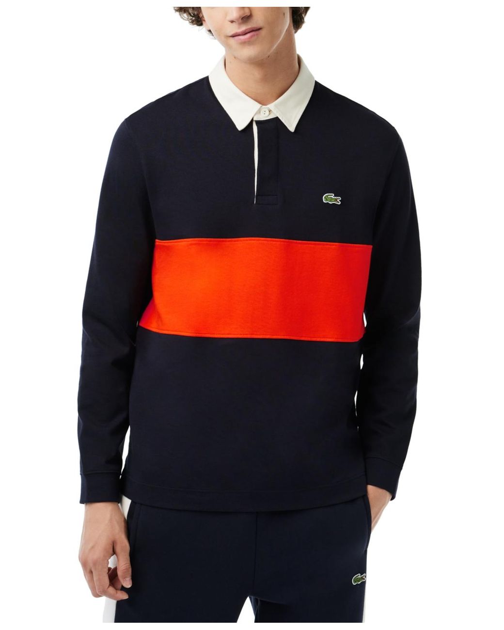 Lacoste Regular-fit Colorblocked Long-sleeve Polo in Orange for Men | Lyst
