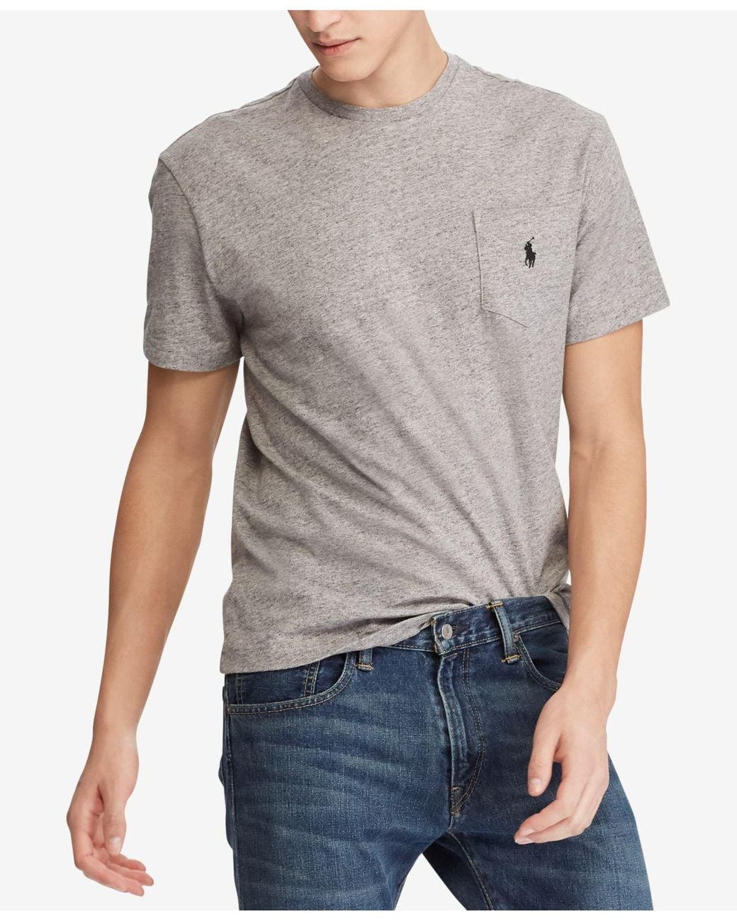 Polo Ralph Lauren Cotton Crew Neck Pocket T-shirt in Dark Vintage Heather (Gray) for Men - Lyst