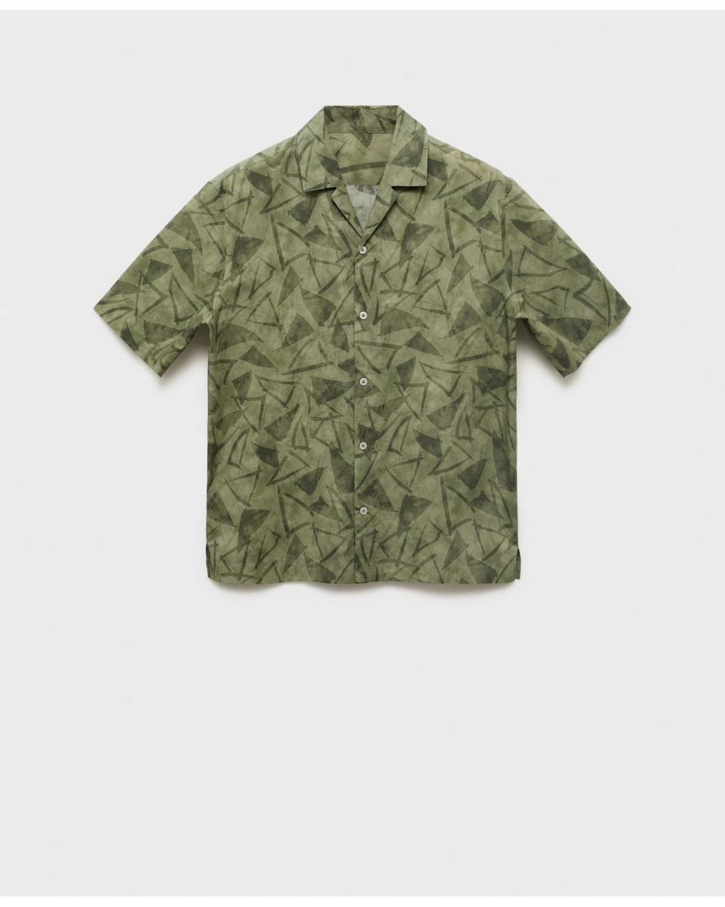 Mango Green Printed Bowling Shirt for men