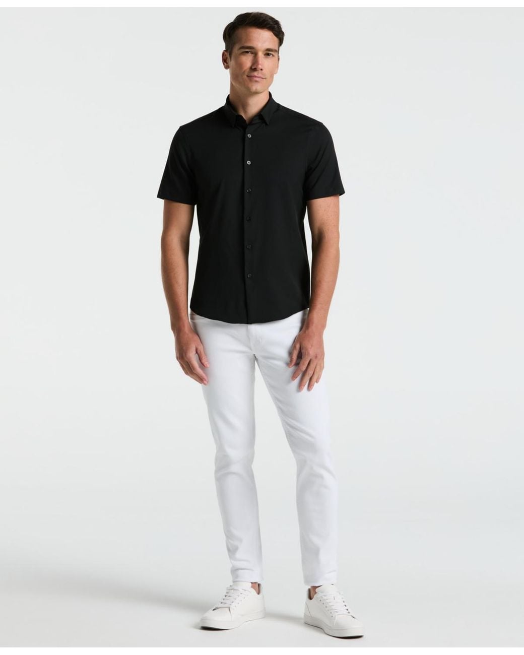 Perry Ellis Black Slim Fit Total Stretch Shirt for men