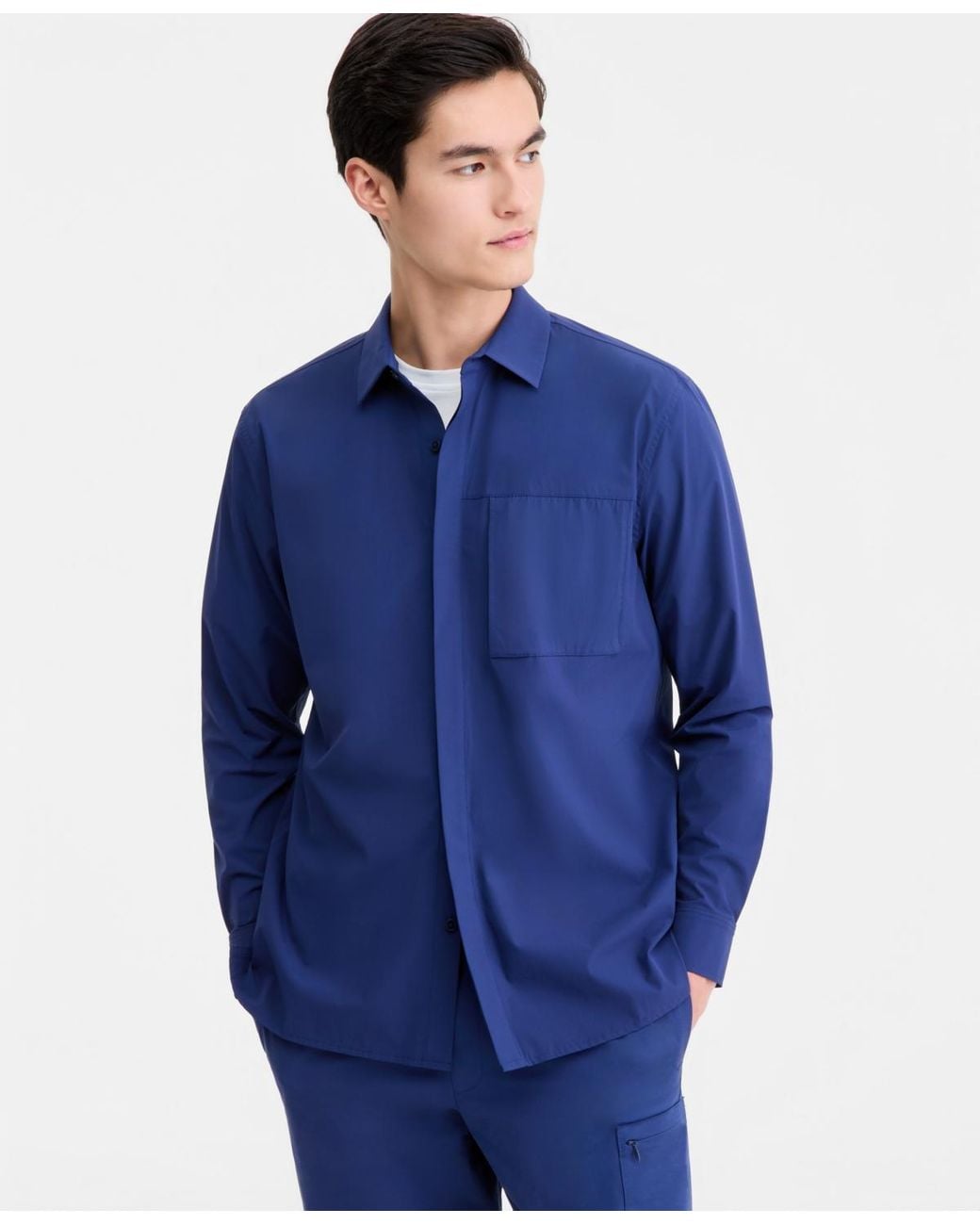 Alfani Blue Stretch Shirt Jacket for men