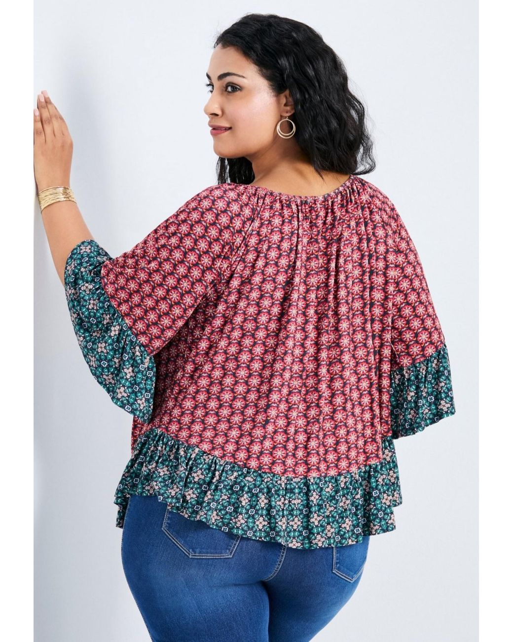 Avenue Red Serenity Ruffle Top