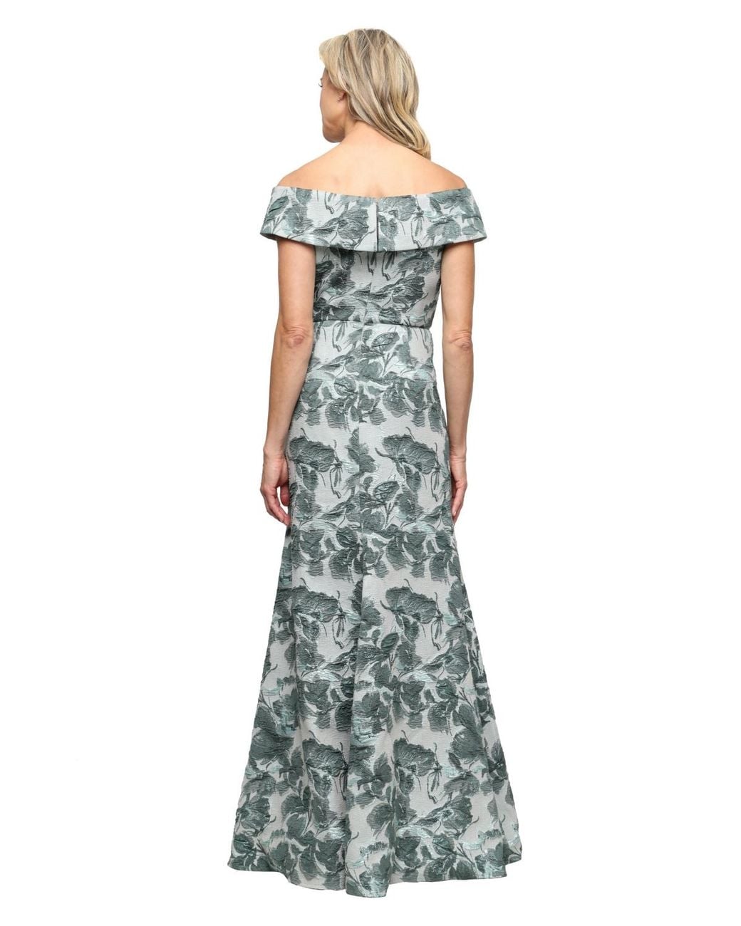 Alex Evenings Blue Petite Off-the-shoulder Long Dress