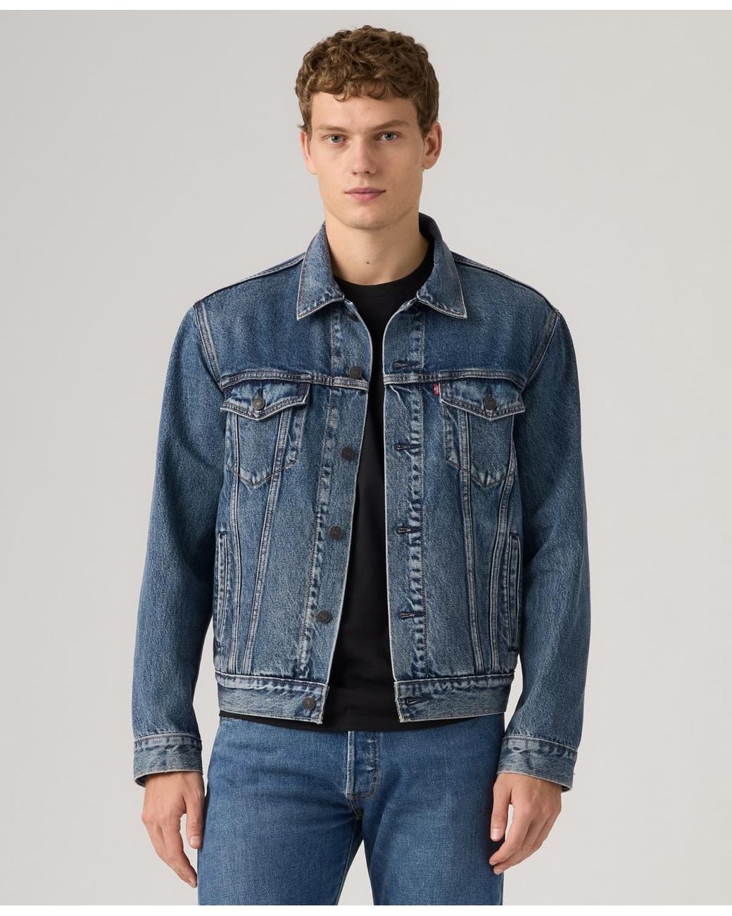 Levi's Blue Regular Fit Stretch Denim Trucker Jacket for men