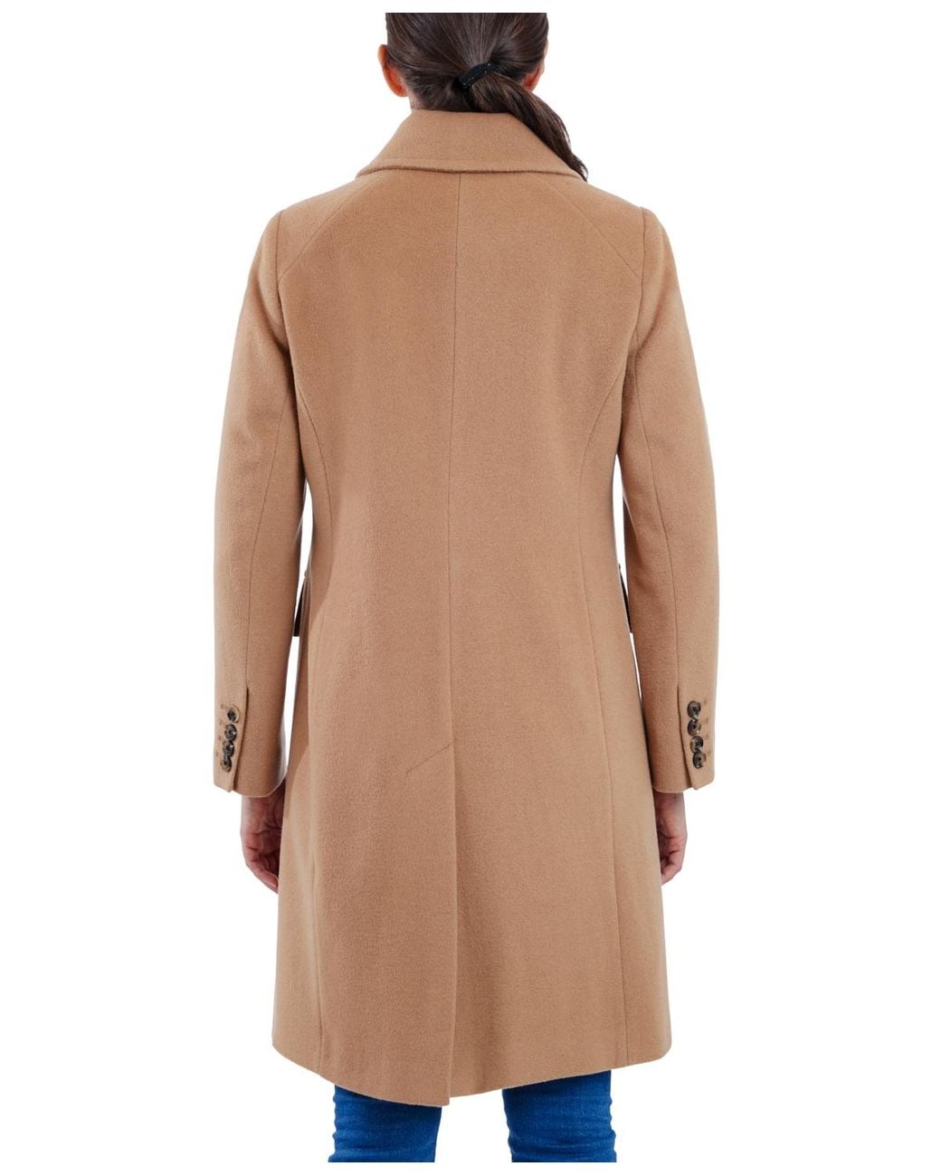 Anne Klein Natural Collared Button-front Walker Coat