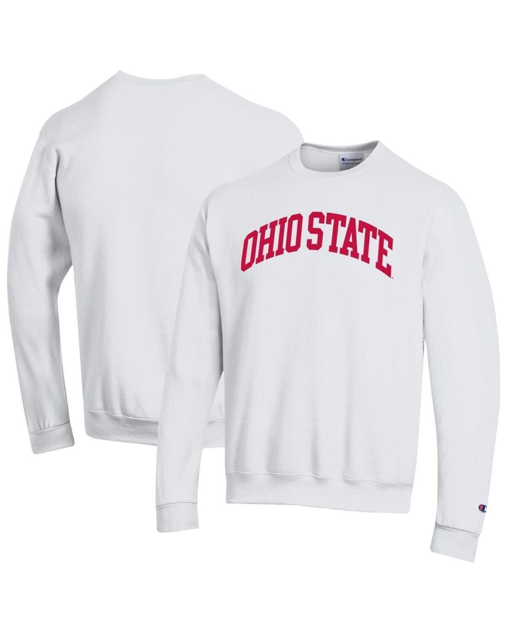 Champion White Ohio State Buckeyes Basic Arch Fleece Pullover Sweatshirt for men