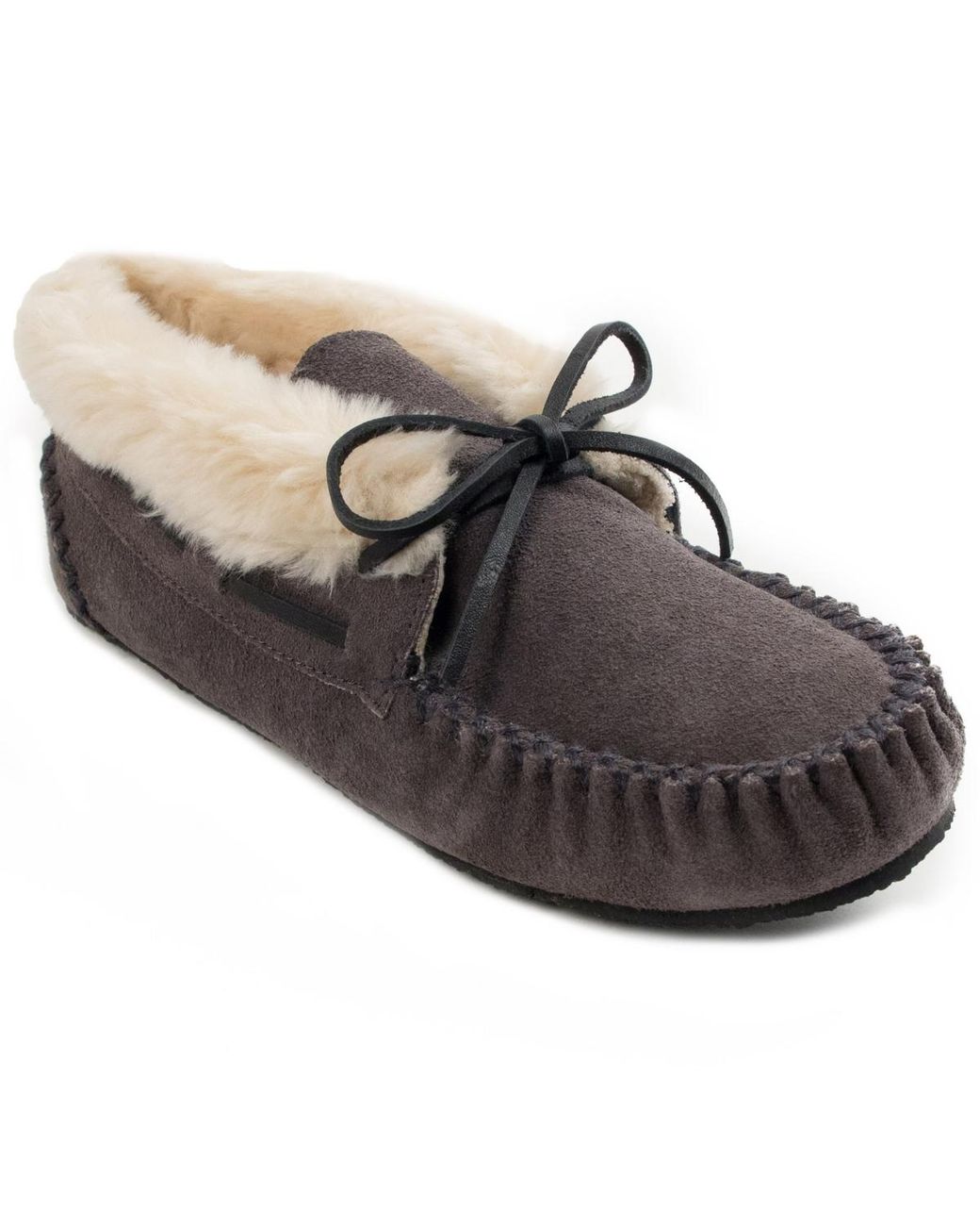 Minnetonka Gray Chrissy Suede Slipper Booties