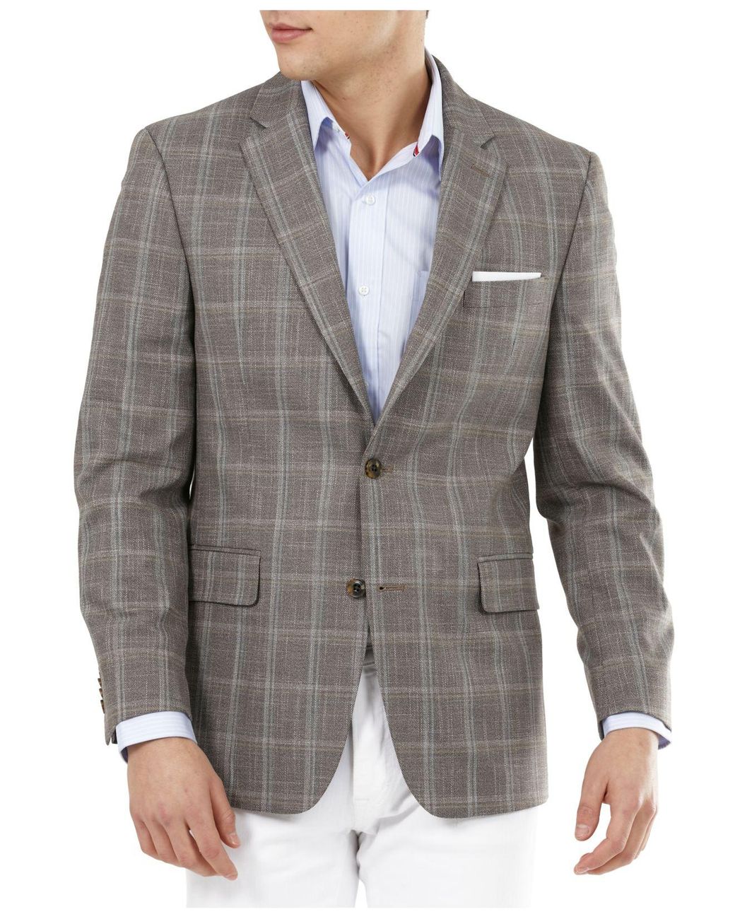 Tommy Hilfiger Synthetic Slim-fit Brown Plaid Sport Coat for Men - Lyst