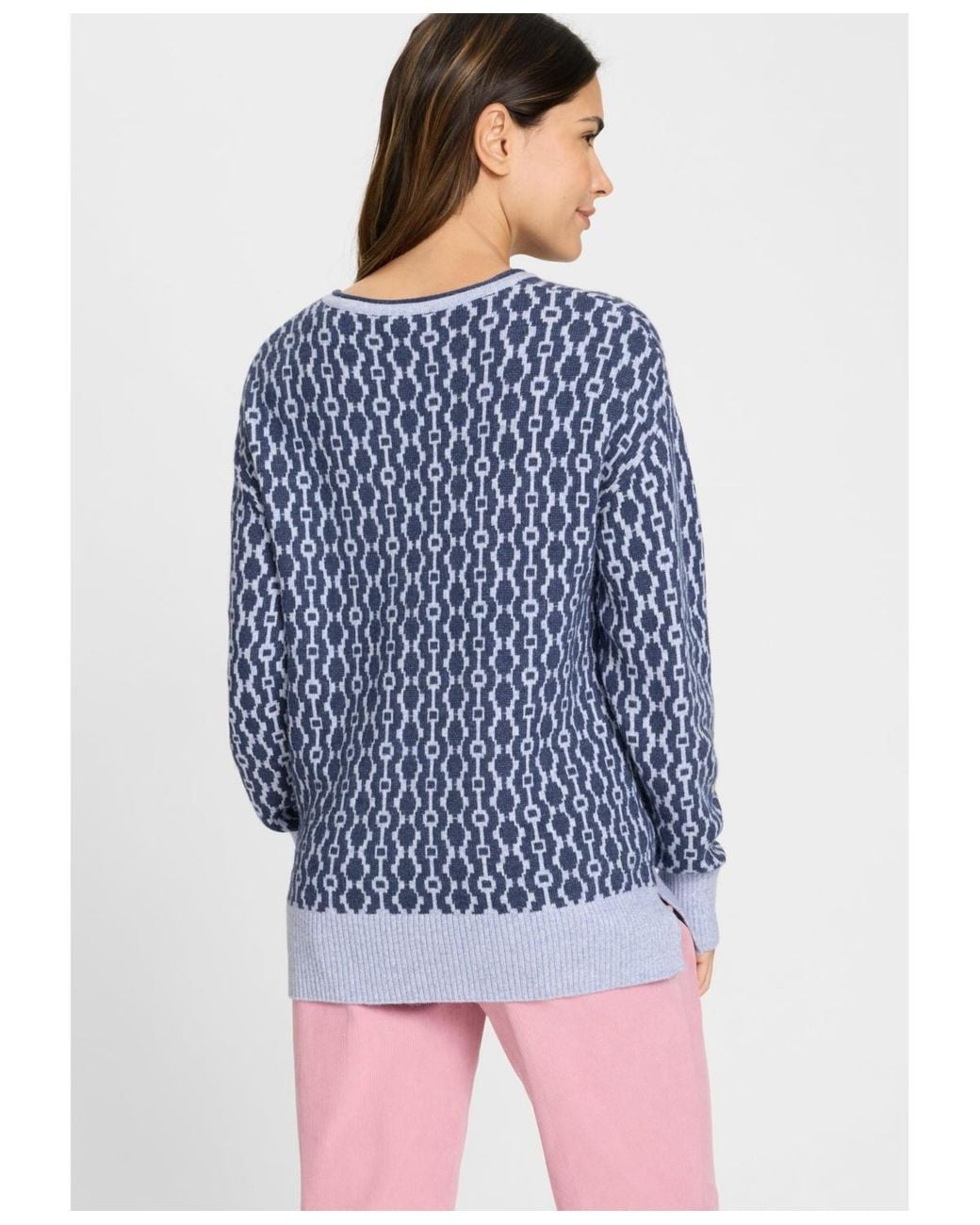 Olsen Blue Retro Design Sweater