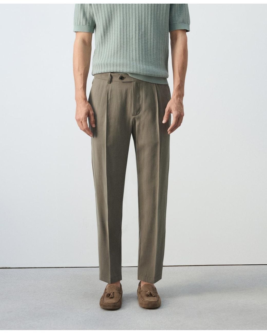 Mango Multicolor Regular-fit Pleated Pants for men