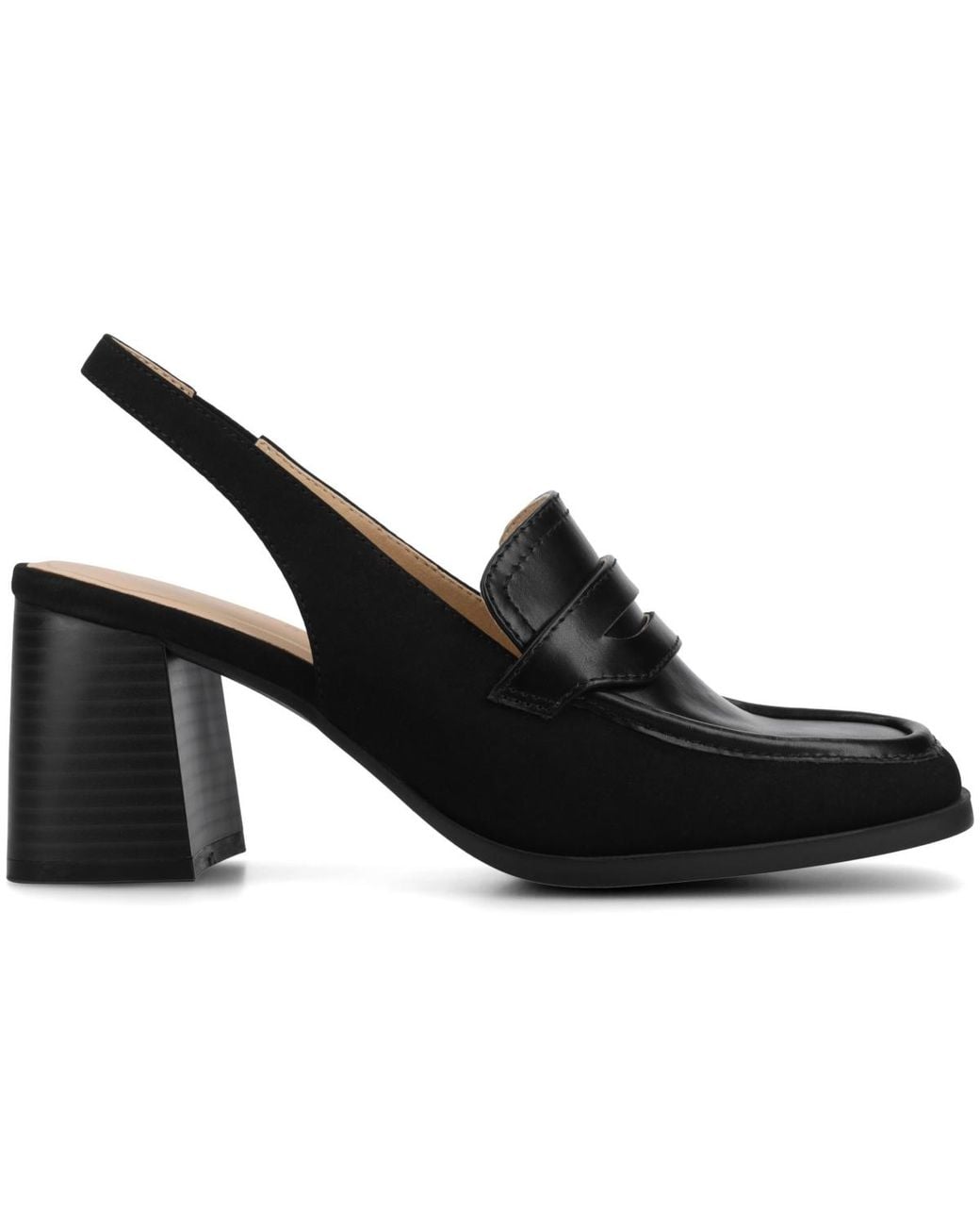 Journee Collection Black Henrika Square Toe Pumps