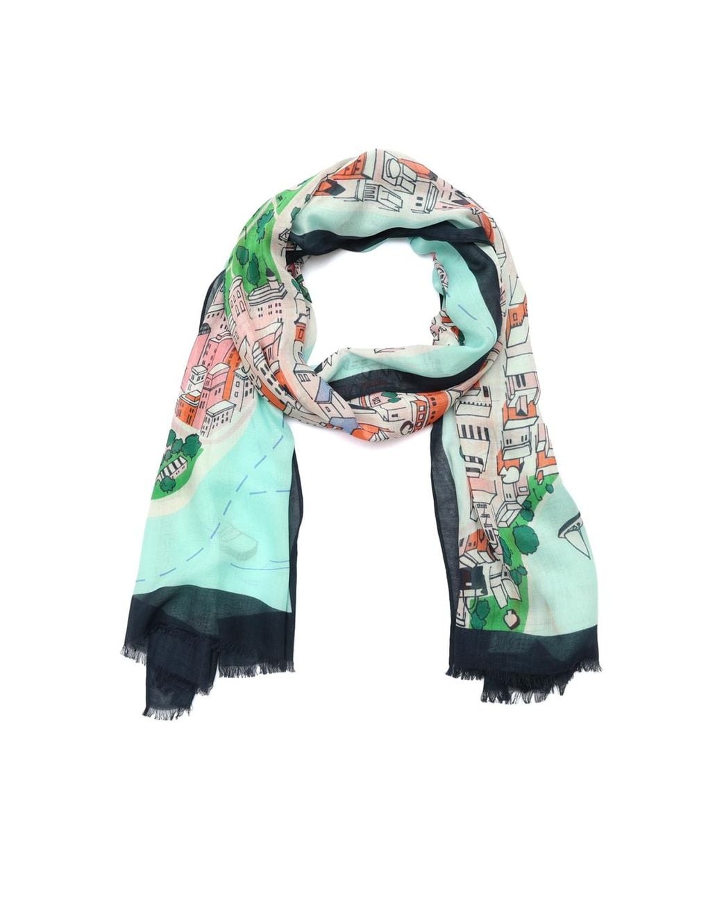 Kate Spade Blue Map Oblong Scarf