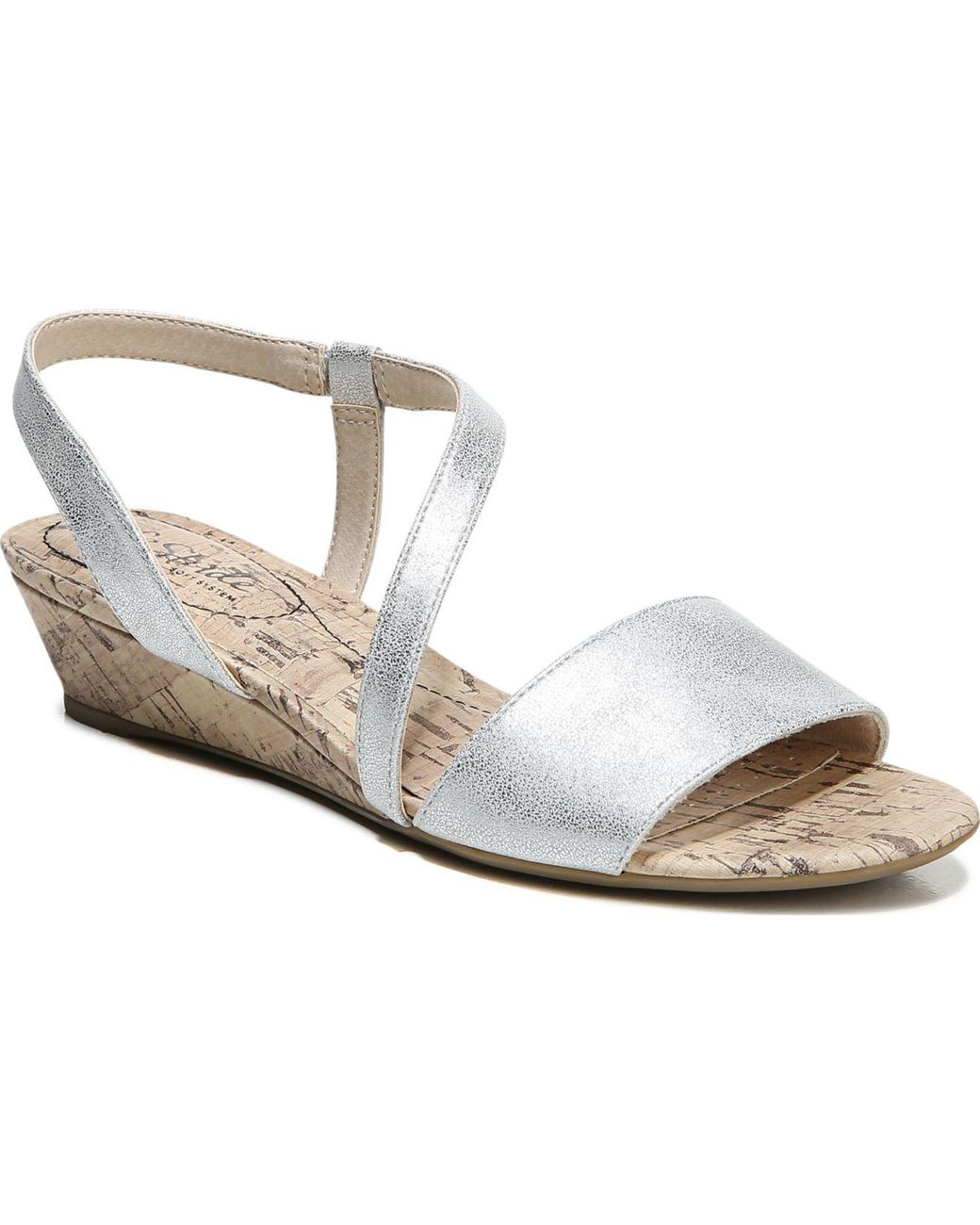 LifeStride Yasmine Strappy Wedge Sandals in Silver (Metallic) - Lyst