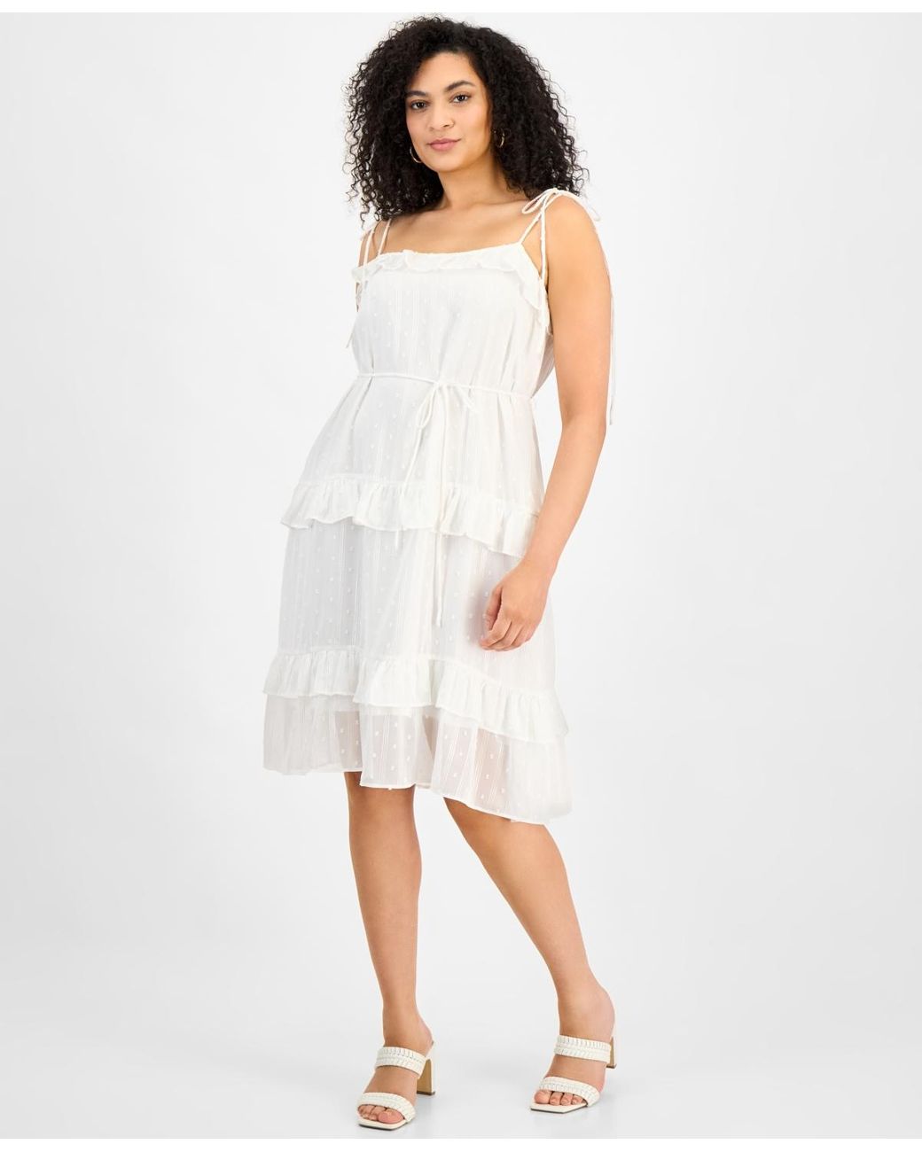 Julia Jordan Clip-dot Tie-strap Midi Dress in White | Lyst
