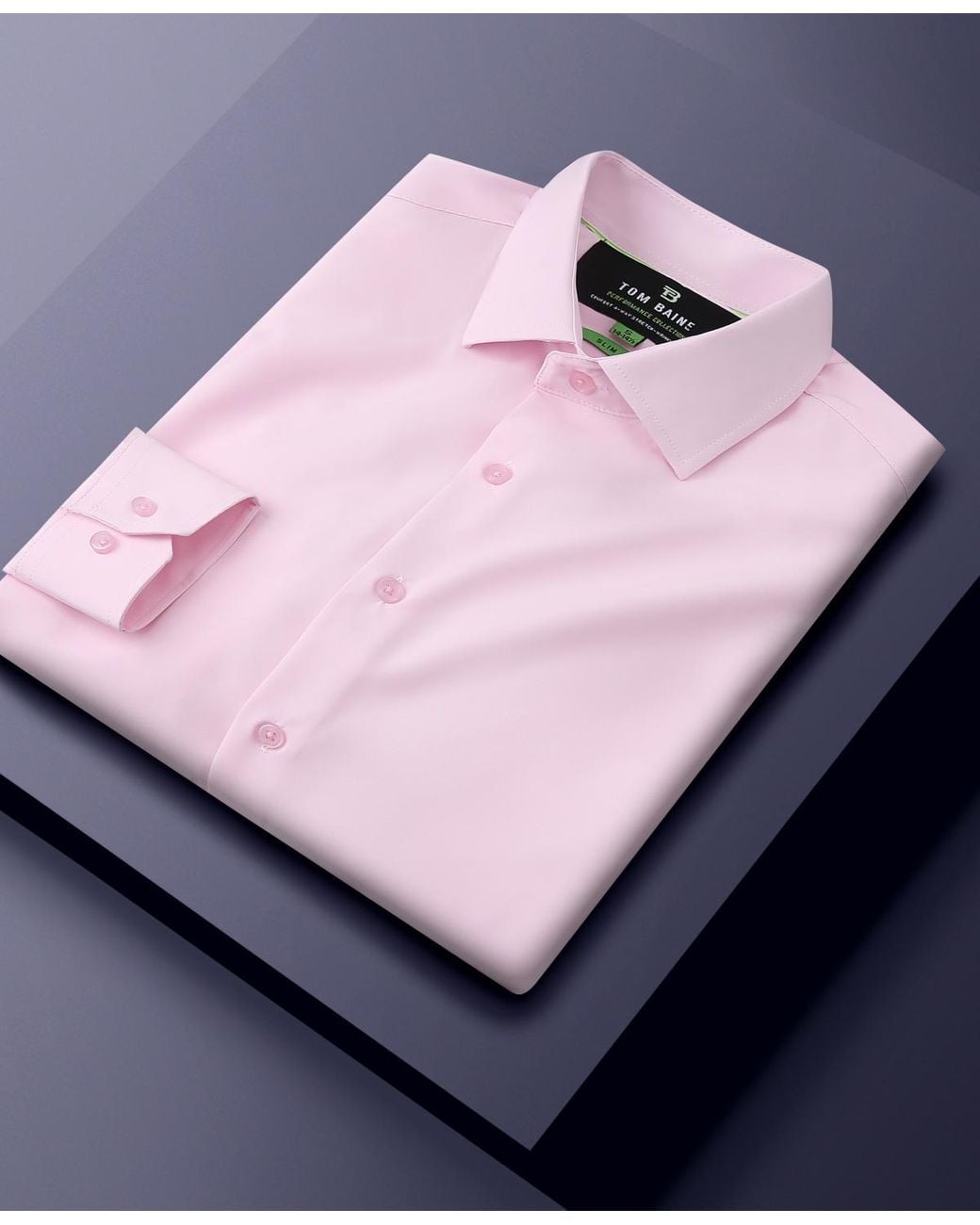 Tom Baine Pink Performance Stretch Solid Button Down Shirt for men