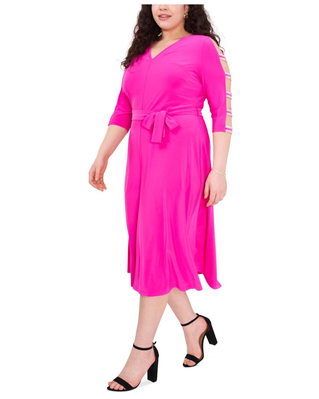 Msk Plus Size Ladder sleeve Midi Fit Flare Dress in Pink Lyst