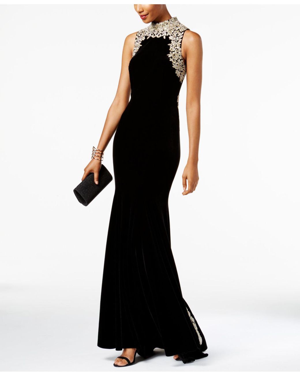 Betsy and adam top black and gold dress