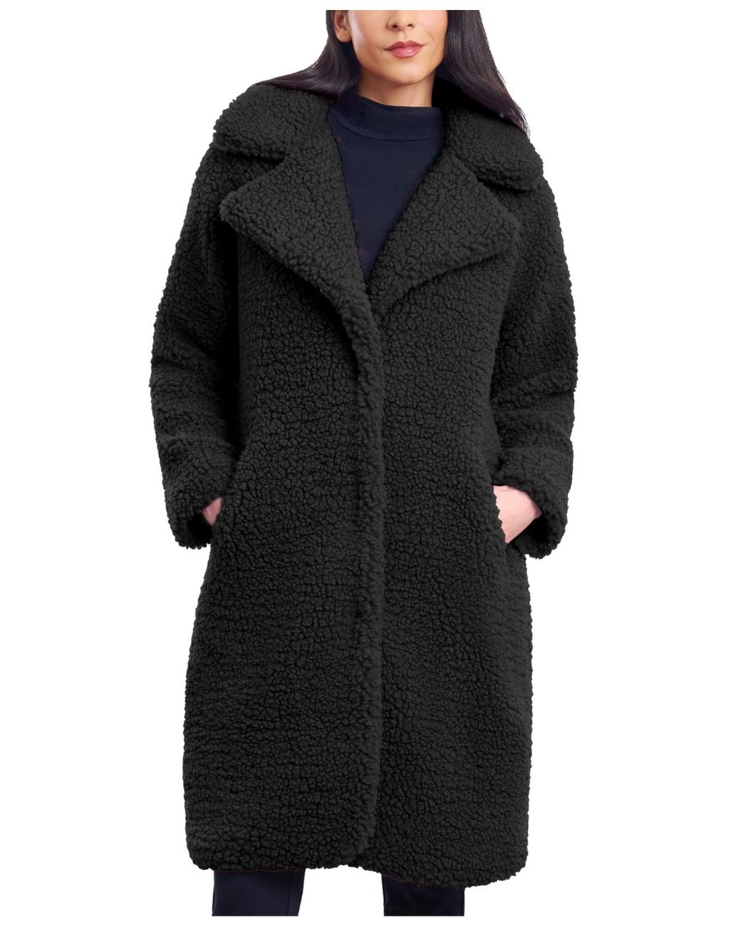 Petite black shop teddy bear coat