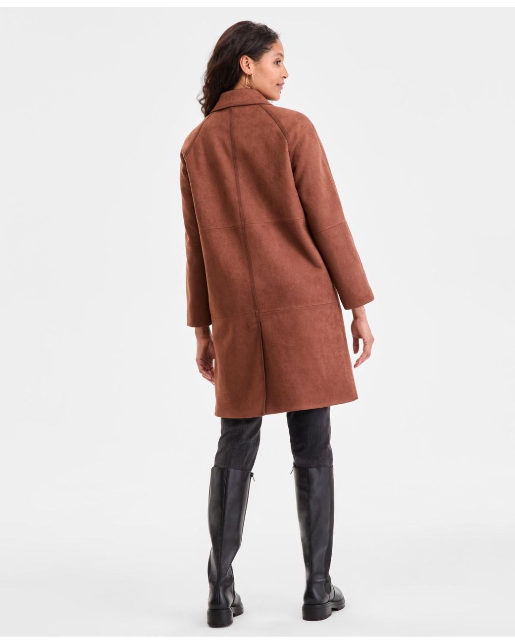 BCBGMAXAZRIA Brown Button-front Faux-suede Jacket