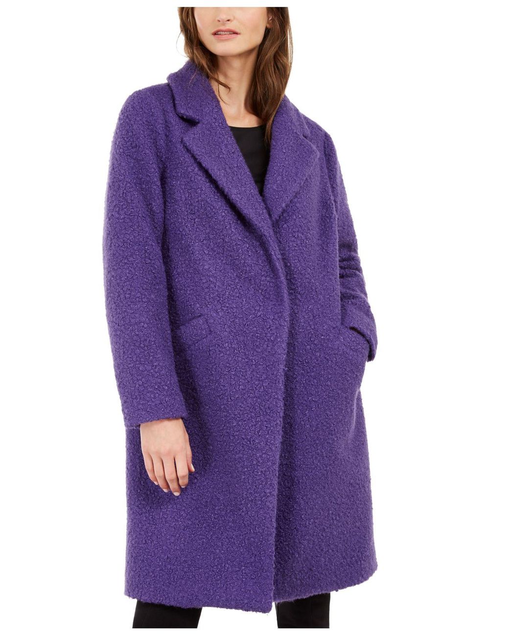 Alfani Textured Boucle Coat, Created For Macy's in Purple | Lyst