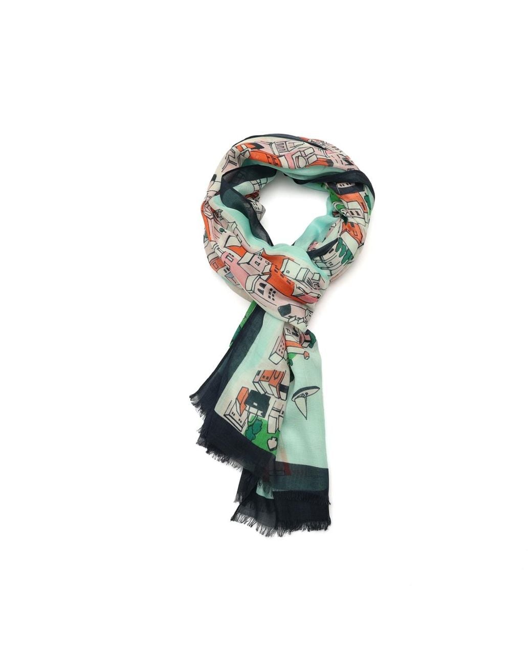 Kate Spade Blue Map Oblong Scarf