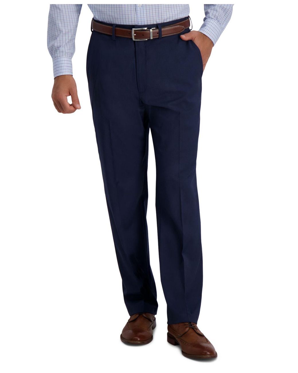 Haggar Synthetic Classic-fit Stretch Suit Pants in Navy (Blue) for Men ...