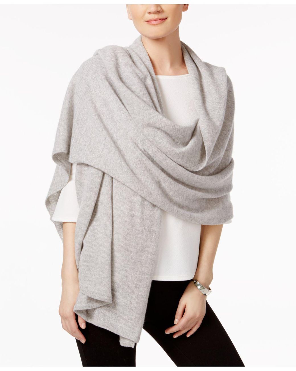Charter Club Cashmere Oversized Scarf in Gray | Lyst