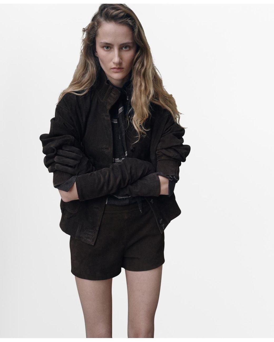 Mango Black Buttoned Suede Jacket