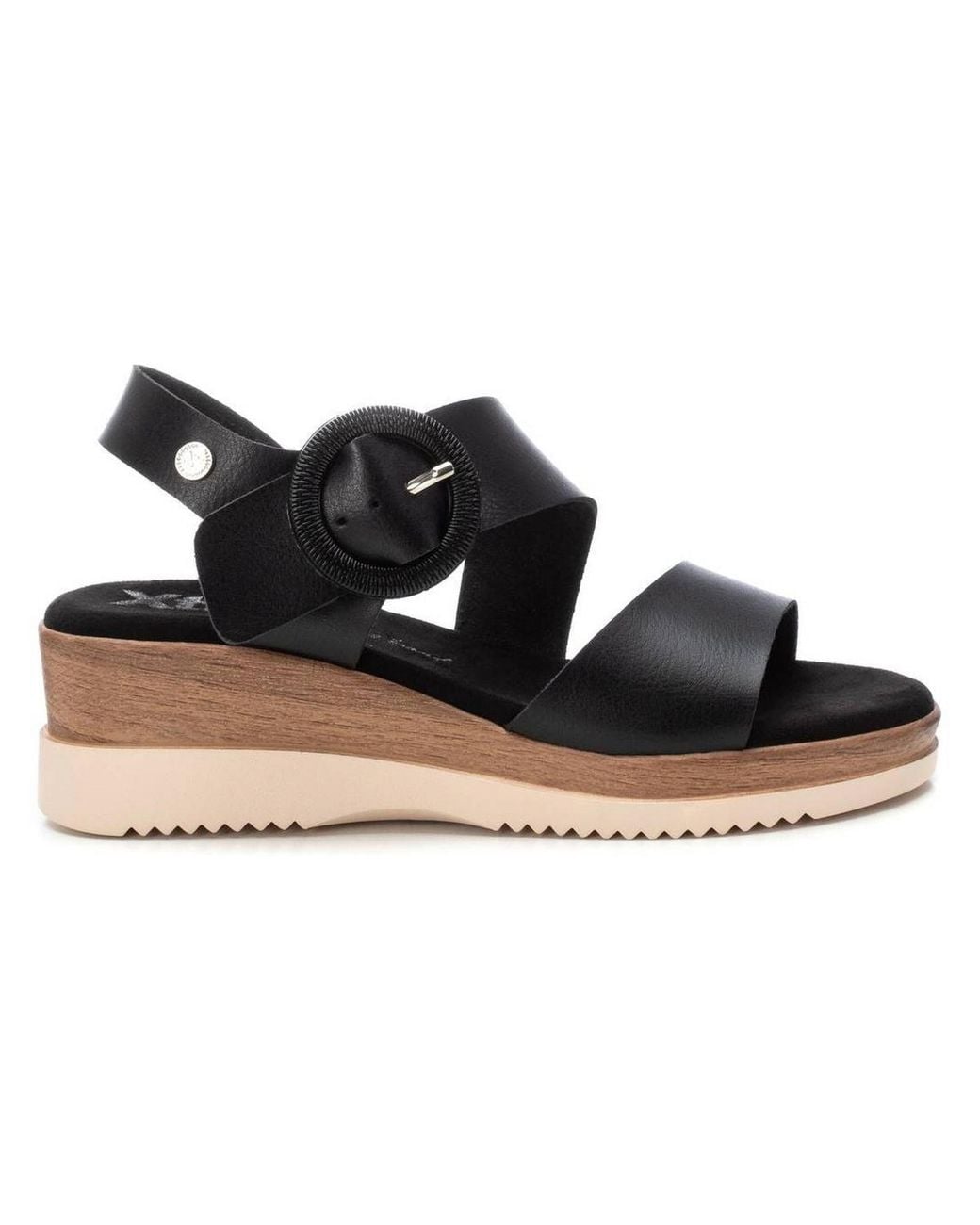 Xti Black Wedge Sandals By