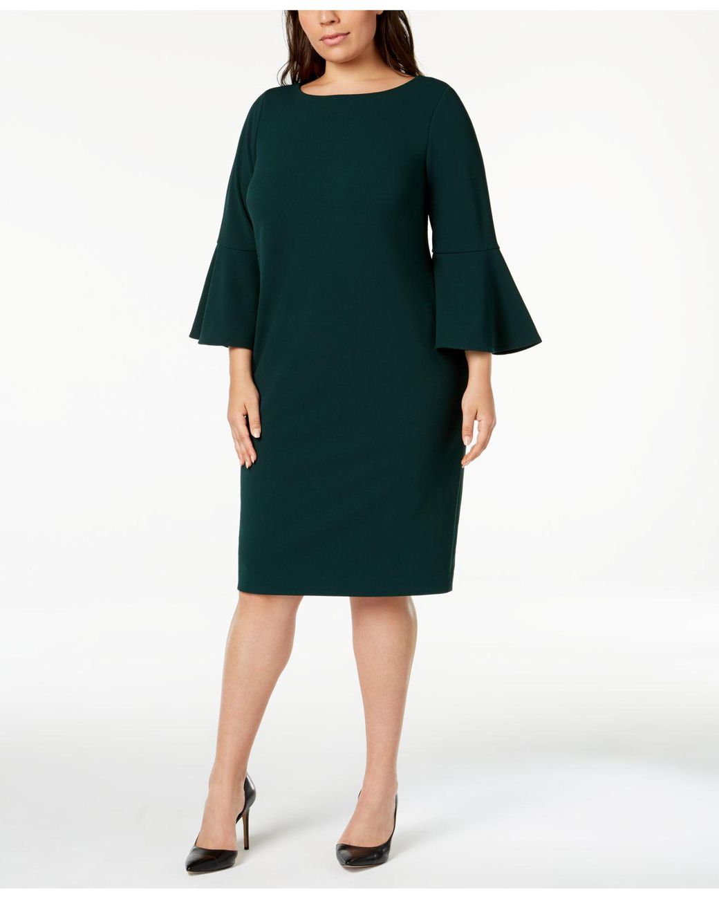 Calvin klein bell sleeve dress plus size new arrivals