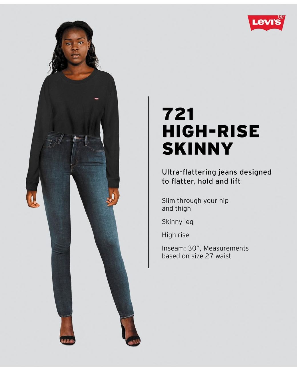 Levi's 721 High-rise Stretch Skinny Jeans in Blue | Lyst