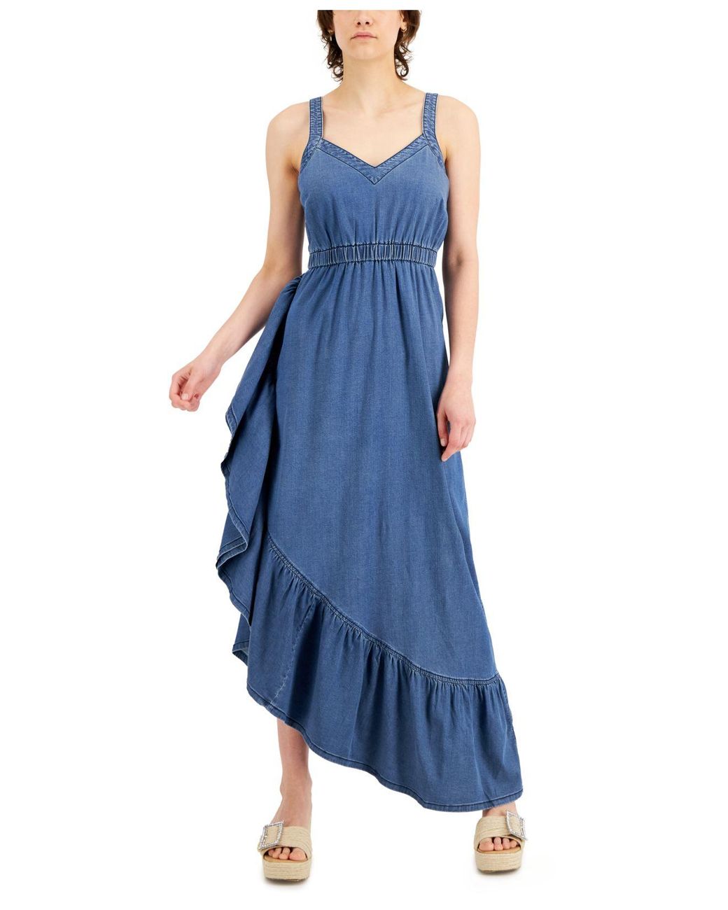 INC International Concepts Side-ruffled Denim Dress, Created For Macy's ...