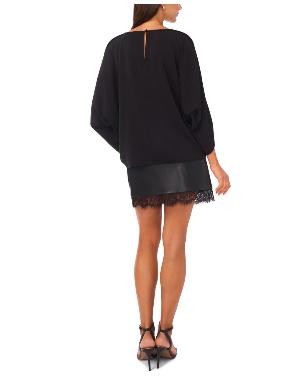 Vince Camuto Black Dolman 3/4-sleeves Round Neck Top