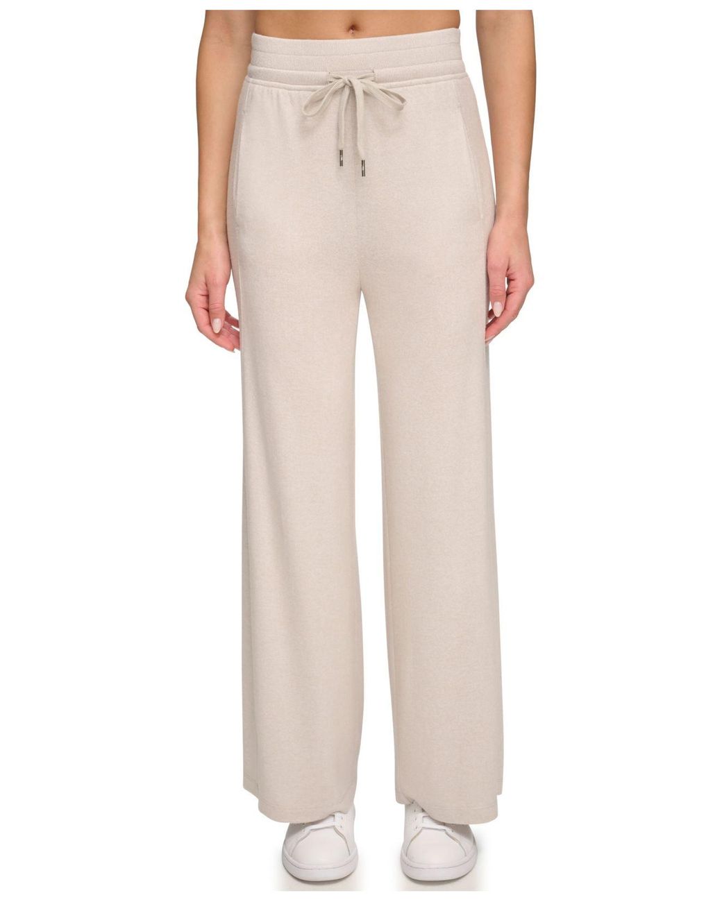 Marc New York High Rise Hacci Wide Leg Pants With Pockets in Natural | Lyst