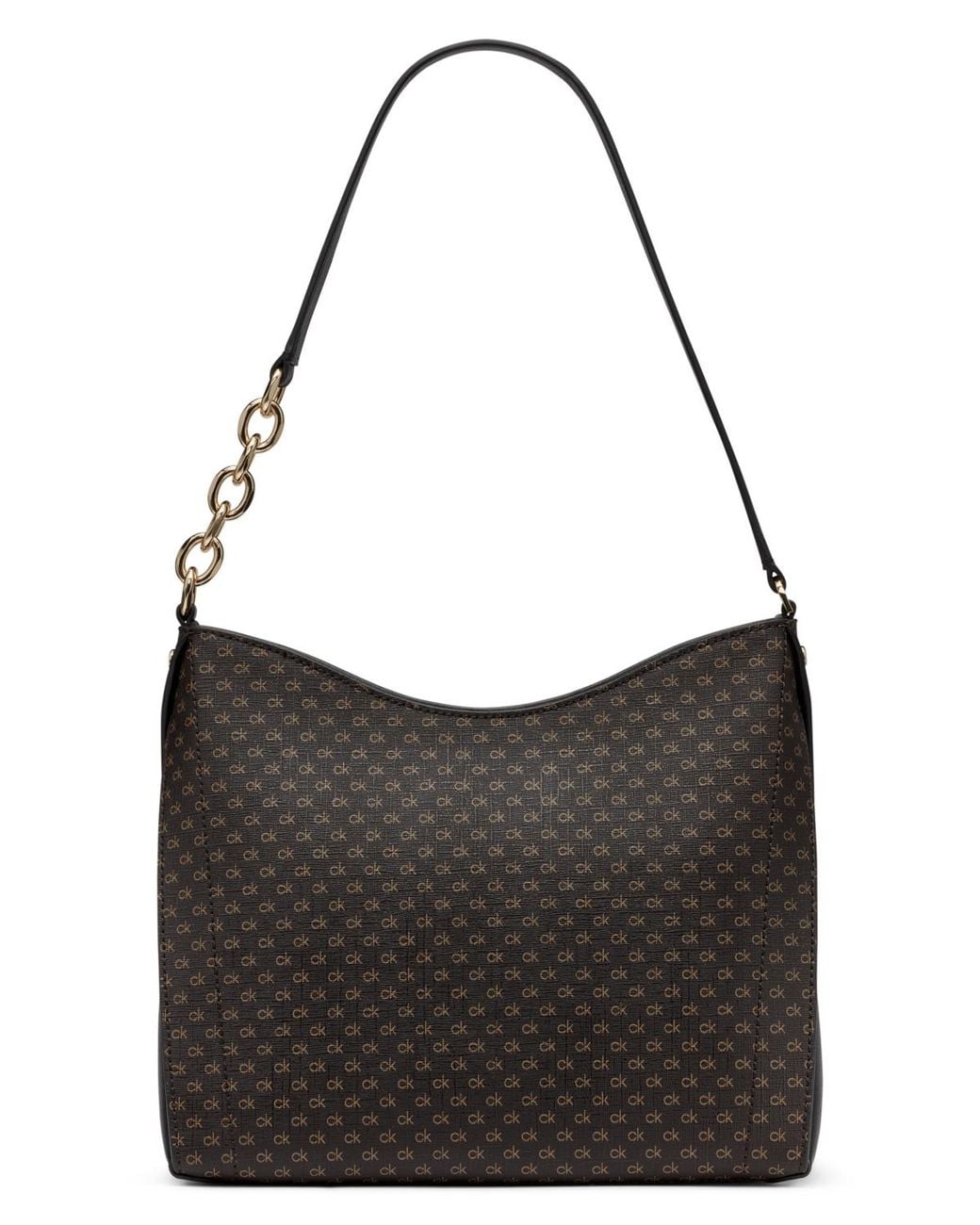 Calvin Klein Black Nova Top Zipper Mini Signature Chain Shoulder Bag